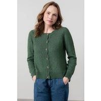 Lily & Me Women's Layla Scalloped Neck Blended yarn Pointelle Knit Cardigan in Dark Green | Size: 16