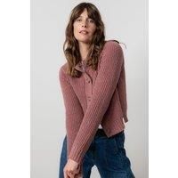 Lily & Me Women's June Boxy Fit Cotton Rich Ribbed Knit Cardigan in Dusty Pink | Size: 16