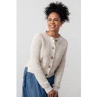 Lily & Me Women's June Boxy Fit Cotton Rich Ribbed Knit Cardigan in Ecru | Size: 20