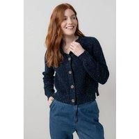 Lily & Me Women's June Boxy Fit Cotton Rich Ribbed Knit Cardigan in Navy | Size: 8