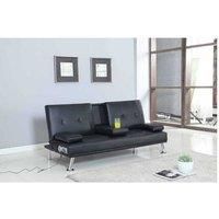 Faux Leather Sofa Bed With Bluetooth Speakers