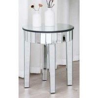 Circular Mirrored Side Table Chrome Finish