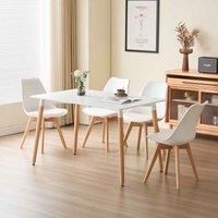 SleepOn Millie 5 Piece Dining Set With White Wooden Top And 4 White Chairs, White