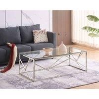 SleepOn Sleep on Yelden Glass And Silver Metal Rectangular Coffee Table