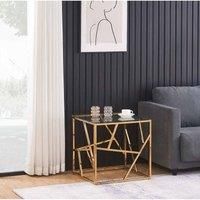 SleepOn Sleep on Yelden Glass And Gold Metal Square End Table Side Table