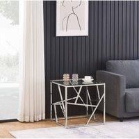 SleepOn Sleep on Yelden Glass And Silver Metal Square End Table Side Table