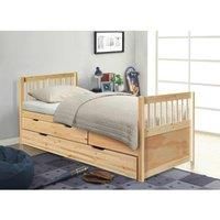 Sleepon 3Ft Pine Trundle Bed With Storage Drawers In Natural