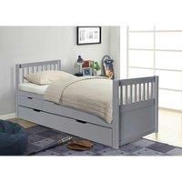 Sleepon 3Ft Pine Trundle Bed With Storage Drawers In Grey