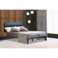 SleepOn Kingsize Metal Bedframe With Black Faux Leather Headboard