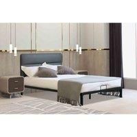 SleepOn Kingsize Metal Bedframe With Grey Faux Leather Headboard