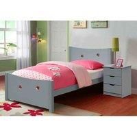 SleepOn Single 3Ft Childrens Wooden Star Bed Frame Bed Side - Grey