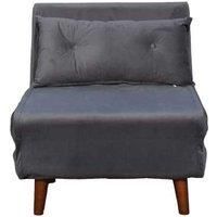 Plush Velvet Lindos Single Sofa Bed - Grey