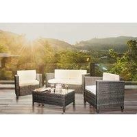 4 Piece Rattan Lounge Set - Black