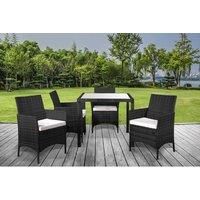 4 Seater Square Table Rattan Dining Set - Brown