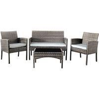 Comfy Living 4 Piece Rattan Garden Furniture Set - Grey