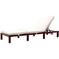 Reclining Rattan Sun Lounger - Brown