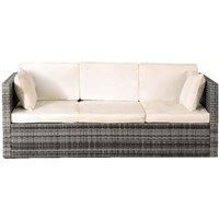 SleepOn Rattan Sun Lounger Storage Sofa Sunbed Garden Furniture - Grey