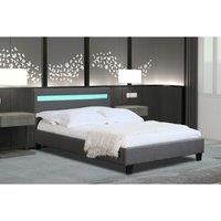 SleepOn Modern LED Fabric Dark Grey Bed Frame Double