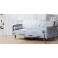 SleepOn Stylish Crushed Velvet Fabric Clic Clac 3 Seater Reclining Sofa Bed Silver