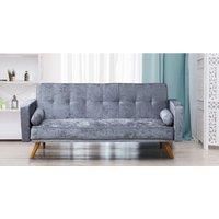 SleepOn Stylish Crushed Velvet Fabric Clic Clac 3 Seater Reclining Sofa Bed Steel