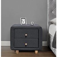 SleepOn Pair Of Linen Fabric 2 Drawer Bedside Tables With Oak Feet And Handles Grey