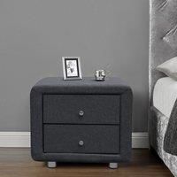 SleepOn Pair Of Grey Linen Fabric 2 Drawer Bedside Tables With Chrome Handles