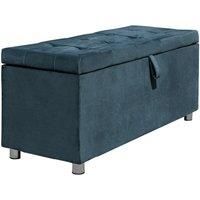 SleepOn Plush Velvet Storage Ottoman Blanket Box Chrome Feet Duck Egg Blue