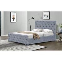 SleepOn Brushed Velvet Diamante Chesterfield Upholstered Bed In Grey Single