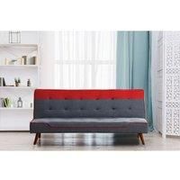 SleepOn Fabric Sofa Bed 3 Seater Recliner With Wooden Legs Red