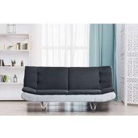 SleepOn Fabric Sofa Bed 3 Seater With Faux Leather Chrome Legs Grey And White