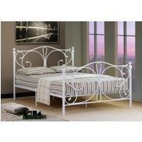 SleepOn Isabelle Metal Single Bed Frame With Crystal Finials White