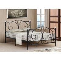 Isabelle Metal Small Double Bed Frame With Crystal Finials - Black
