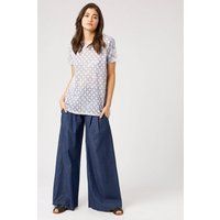 James Lakeland Women's Printed T-shirt in Blue | Size: 8