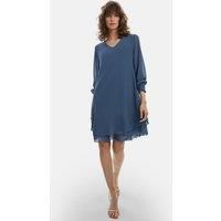 Long Sleeve Navy Wave Hem Dress