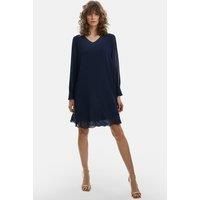 Long Sleeve Navy Wave Hem Dress