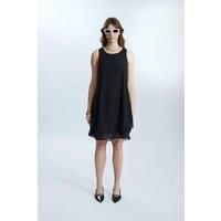 Sleeveless Wave Hem Dress Black