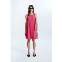 Sleeveless Wave Hem Dress Fuchsia