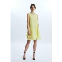 Sleeveless Wave Hem Dress Yellow