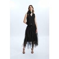 Organza Ruffled Skirt Black