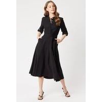 Roll Sleeve Midi Dress Black