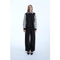 James Lakeland Women's Black Crochet Sleeves Shirt | Size: 8