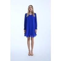 Long Sleeve Royal Wave Hem Dress