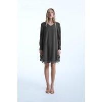 Long Sleeve Charcoal Wave Hem Dress