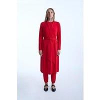 Long Red Jersey Cardigan