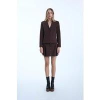 Pin Tuck Brown Button Skirt