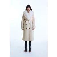 Faux Fur Suede Beige Coat