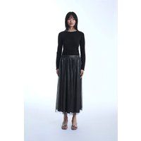 James Lakeland Women's Laminated Tulle Skirt in Silver | Size: 8