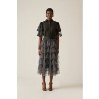 Organza Ruffle Grey Skirt