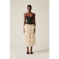 Organza Ruffle Nude Skirt