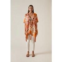 Orange Flower Print Kaftan